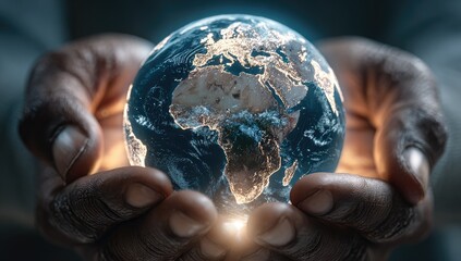 Earth held gently in cupped hands