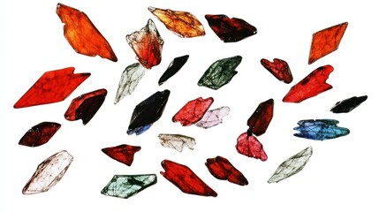 Obraz premium A collection of colorful mineral crystals arranged on a white background.