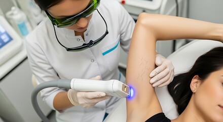 Laser Hair Removal Treatment on Womans Armpit.