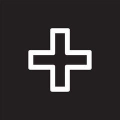 Clean Bold White Plus Sign Icon with Rounded Corners on a Dark Backdrop