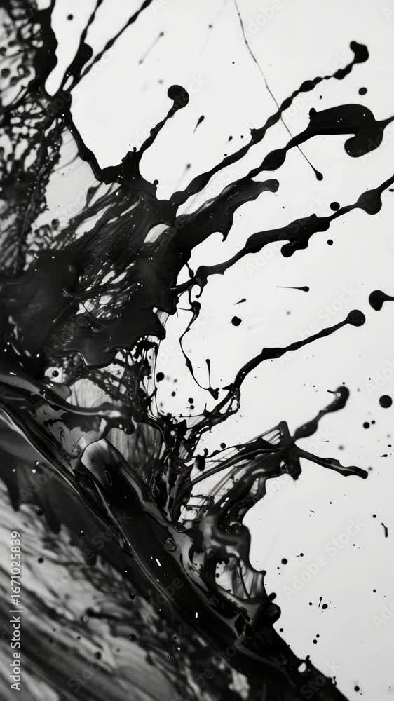 Poster ink splattered canvas with dynamic lines, modern art decoration.