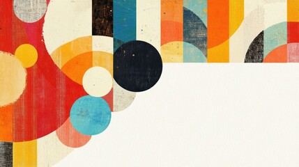 Obraz premium Abstract design featuring colorful circles and stripes, suitable for backgrounds or graphics.