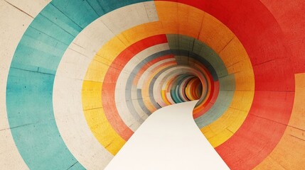 Fototapeta premium A colorful tunnel with a winding pathway, creating a sense of depth and motion.