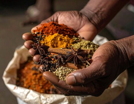 A handfull of variety of spices 
