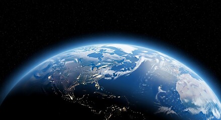 Earth view from space showing north america and city lights at night