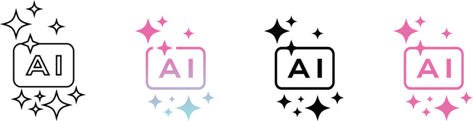 AI generate icon set ai, sparkling star icon integrated above the text 
