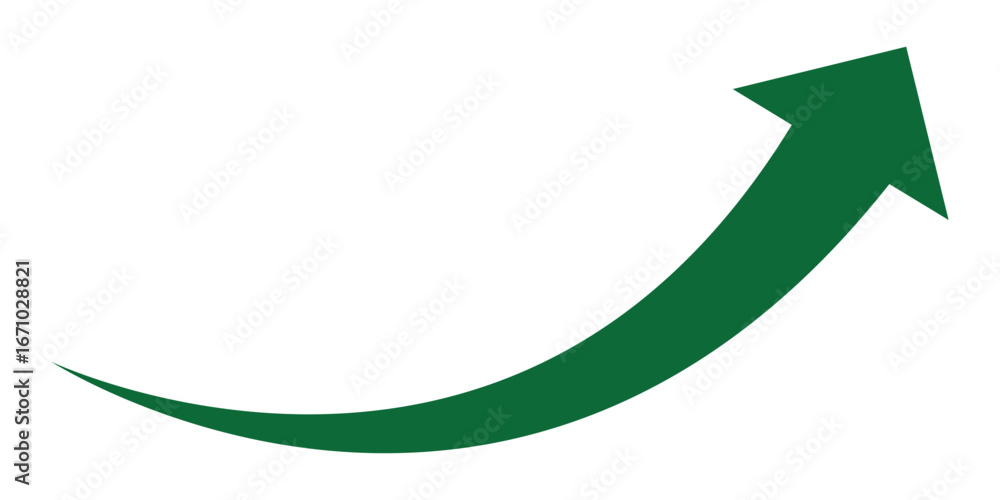 Poster green curve arrows icon. green arrow curve direction vector. curved arrow sign. set of long green cu