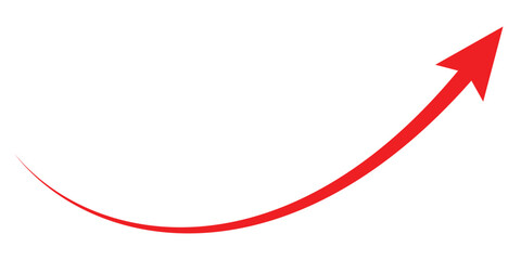 Red curved arrow. Upward blue curved arrow icon Business Growth, Success, Finance, Profit Increase, Positive Trend, Analytics, Marketing, Economic Rise, Stock Market,Investment and Performance Concept