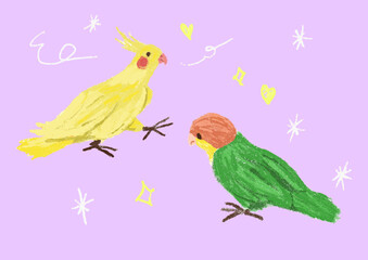 couple of lovebirds cute illustration