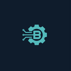 Letter B automation logo icon flat vector design
