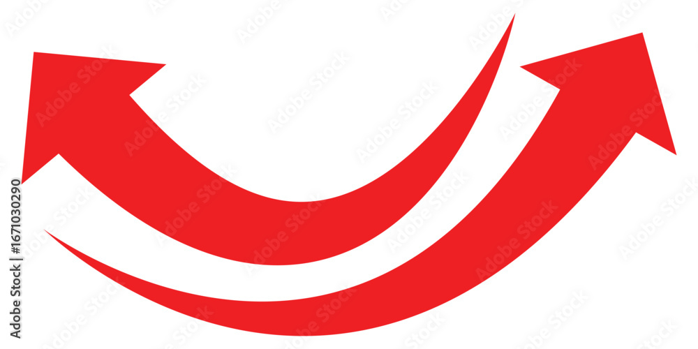 Aufkleber set long red curve arrow icon vector . red curve arrow icon set. long arrow icon set. set of curved 