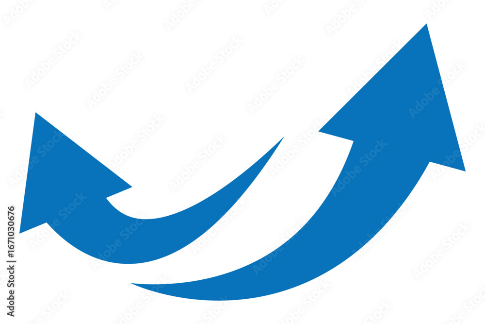Poster blue curve arrow icon. flat style. arrow icon for your web site design, logo, app, ui. arrow indicat