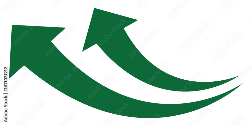 Poster green curve arrows icon. green arrow curve direction vector. curved arrow sign. set of long green cu