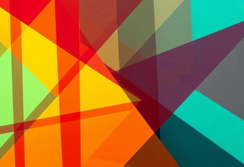 Vibrant, intersecting geometric shapes in bold hues form an abstract design,  texture,  colorful illustration