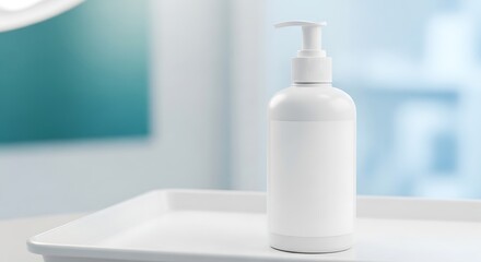 White Bottle with Pump on Tray