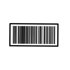 Black Barcode Inside Box Tag Symbol, Barcode Label Icon Isolated on White