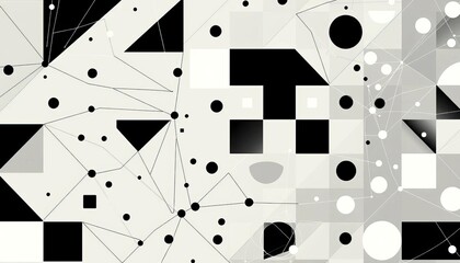 Abstract geometric support contact patterns with thin lines, triangles, squares, and circles in black, white, and color,  circle,  interface