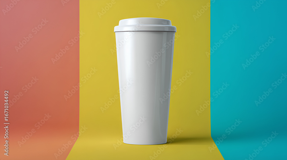 Poster double layer tumbler cup in plastic with minimal blank design for print preview