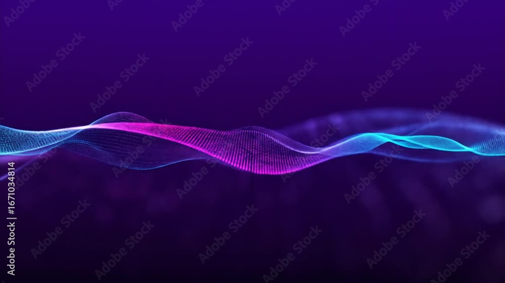 Poster abstract digital wave with vibrant purple and blue gradient on dark background for modern technology