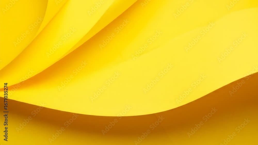 Poster abstract wavy paper background in yellow color palette with smooth texture simple design and modern 