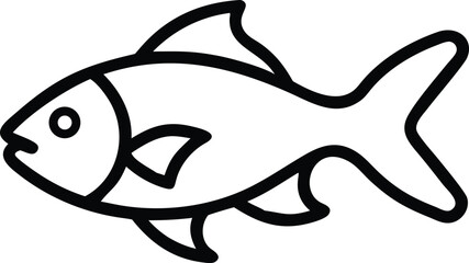 Obraz premium Simple line art icon of a fish swimming gracefully in ocean waters