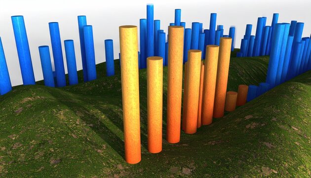 3D bar graph on a grassy landscape