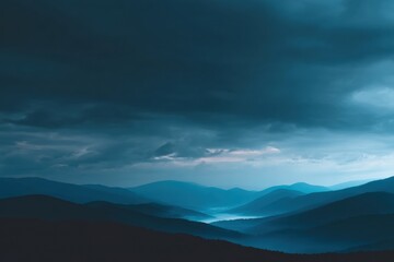 Obraz premium Moody Blue Mountain Range Landscape