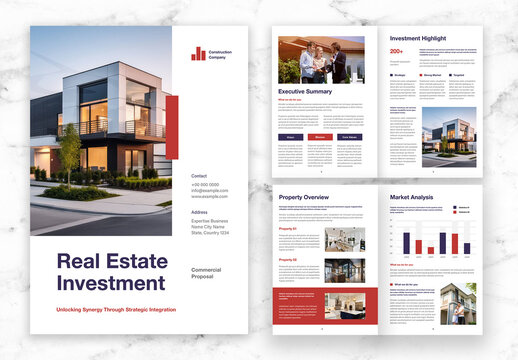 Red And Blue Commercial Real Estate Investment Proposal