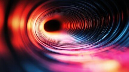 Abstract image of a colorful, swirling tunnel with light reflections.