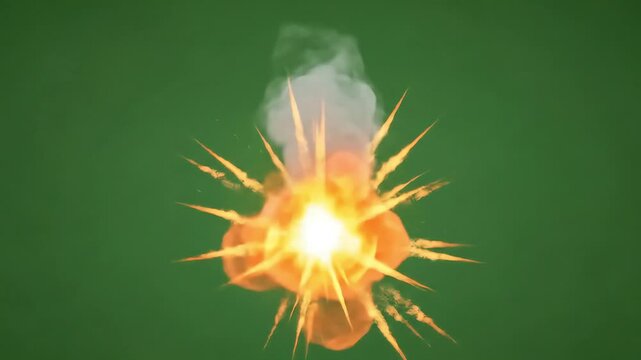 Realistic Gun Muzzle Flash Explosion on Green Screen.