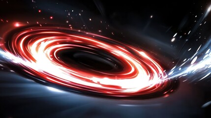 A vibrant depiction of a black hole, showcasing swirling energy and cosmic elements.