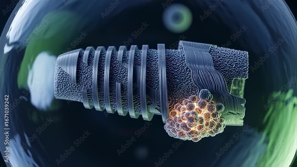 Aufkleber highresolution image of microstructure development inside titanium implant produced by additive manu