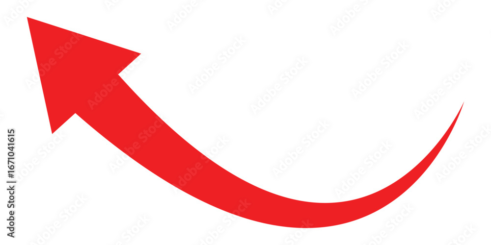 Poster red curve arrows icon. red arrow curve direction vector. curved arrow sign. set of long green curve 