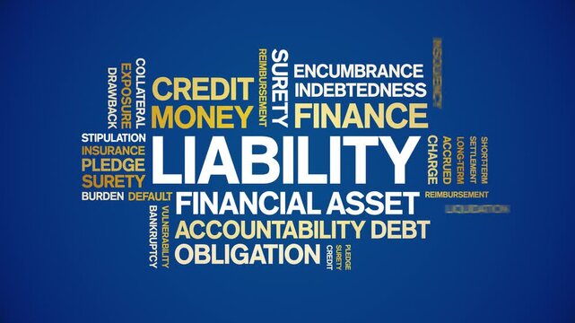 Liability animated word cloud-text design animation tag kinetic typography seamless loop.
