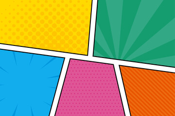 カラフルなアメコミのコマ割りのイラスト