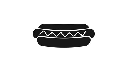 Simple black and white graphic of a hot dog.