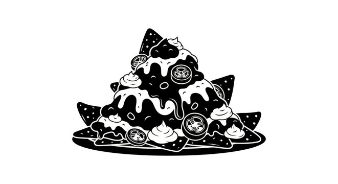 black and white nachos with toppings clip art preview