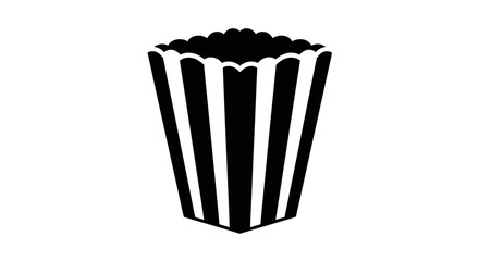 Black and white image of a striped popcorn box.