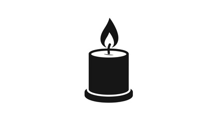 Black silhouette icon of a burning candle with a flickering flame, isolated on a white background, symbolizing light or remembrance.