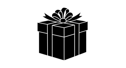 Simple black and white gift box graphic design.