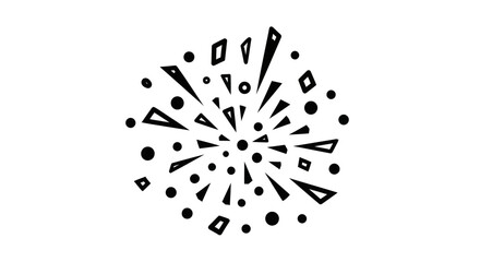 Obraz premium Black and white firework burst vector graphic.