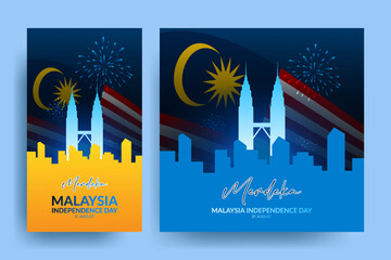 Malaysia modern realistic independence day social media banner set