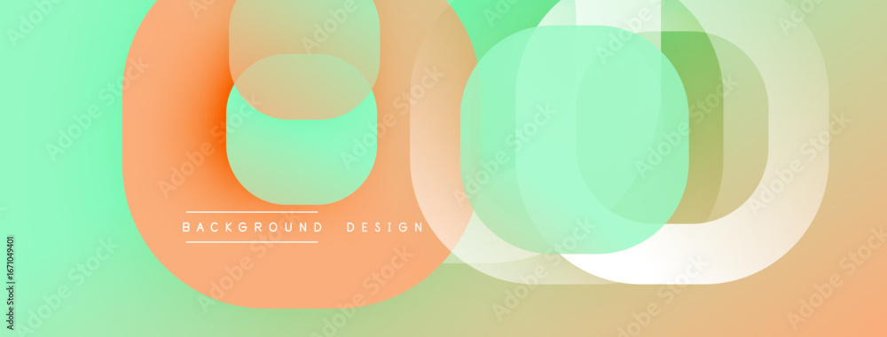 Poster abstract geometric shapes overlap. soft pastel colors create modern design. gradient background adds