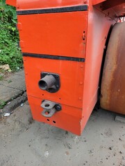 Rear view of a road roller machine used for compaction in road construction and infrastructure projects