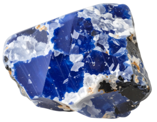 Sodalite is a stone of a tectosilicate mineral widely used as an ornamental gemstone, isolated on Transparent Background

