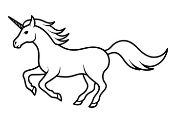 line art unicorn galloping silhouette illustration