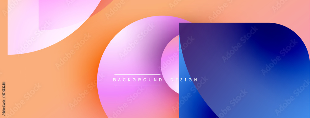 Poster abstract geometric shapes overlap. gradient colorspeach, purple, bluecreate modern visual effect. te