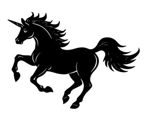 unicorn galloping silhouette illustration