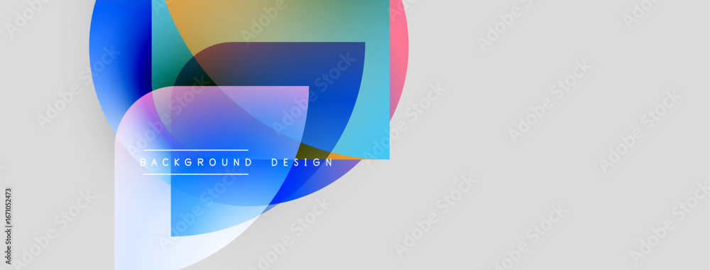 Aufkleber abstract geometric shapes overlap, creating vibrant color gradients. minimalist design with text ele