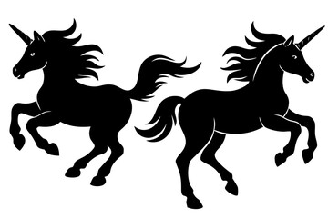 Obraz premium unicorn galloping silhouette illustration